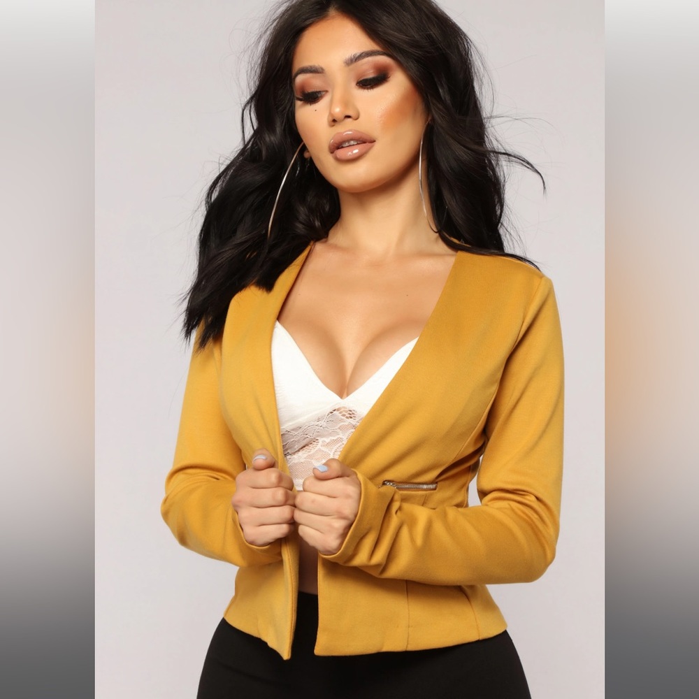 Zipper Trouble Ponte Blazer - Mustard